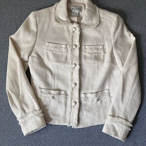 Casual Corner Annex Womens Jacket SZ 2 Old Money Quiet Lux Cream Royal Princess